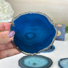 Teal Agate Coasters w/ silicone bumpers, 3.5" to 4.5" each, 4 - piece set Model #5202TEAL by Brazil Gems - Brazil GemsBrazil GemsTeal Agate Coasters w/ silicone bumpers, 3.5" to 4.5" each, 4 - piece set Model #5202TEAL by Brazil GemsCoaster Sets5202TEAL