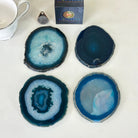 Teal Agate Coasters w/ silicone bumpers, 3.5" to 4.5" each, 4 - piece set Model #5202TEAL by Brazil Gems - Brazil GemsBrazil GemsTeal Agate Coasters w/ silicone bumpers, 3.5" to 4.5" each, 4 - piece set Model #5202TEAL by Brazil GemsCoaster Sets5202TEAL