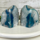 Teal Dyed Brazilian Agate Stone Bookends, 11.5 lbs & 5.8" tall Model #5151TL-022 by Brazil Gems - Brazil GemsBrazil GemsTeal Dyed Brazilian Agate Stone Bookends, 11.5 lbs & 5.8" tall Model #5151TL-022 by Brazil GemsBookends5151TL-022