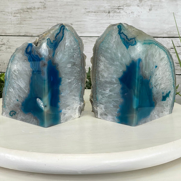 Teal Agate Bookends