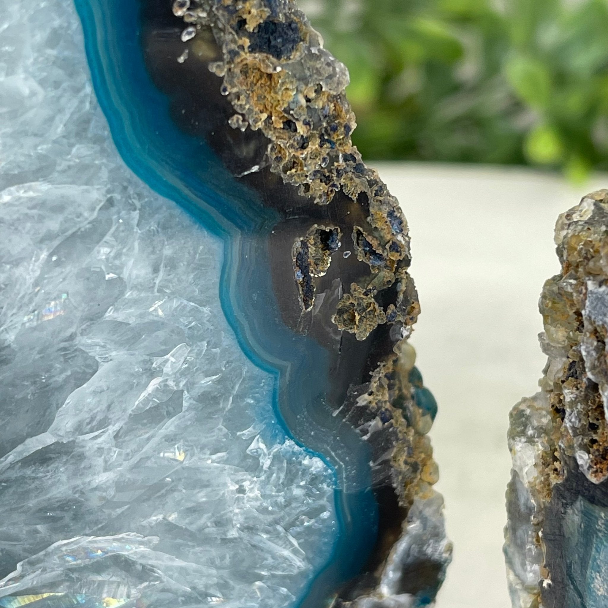 Teal Agate Stone Bookends by Brazil Gems Model #5151TL-021