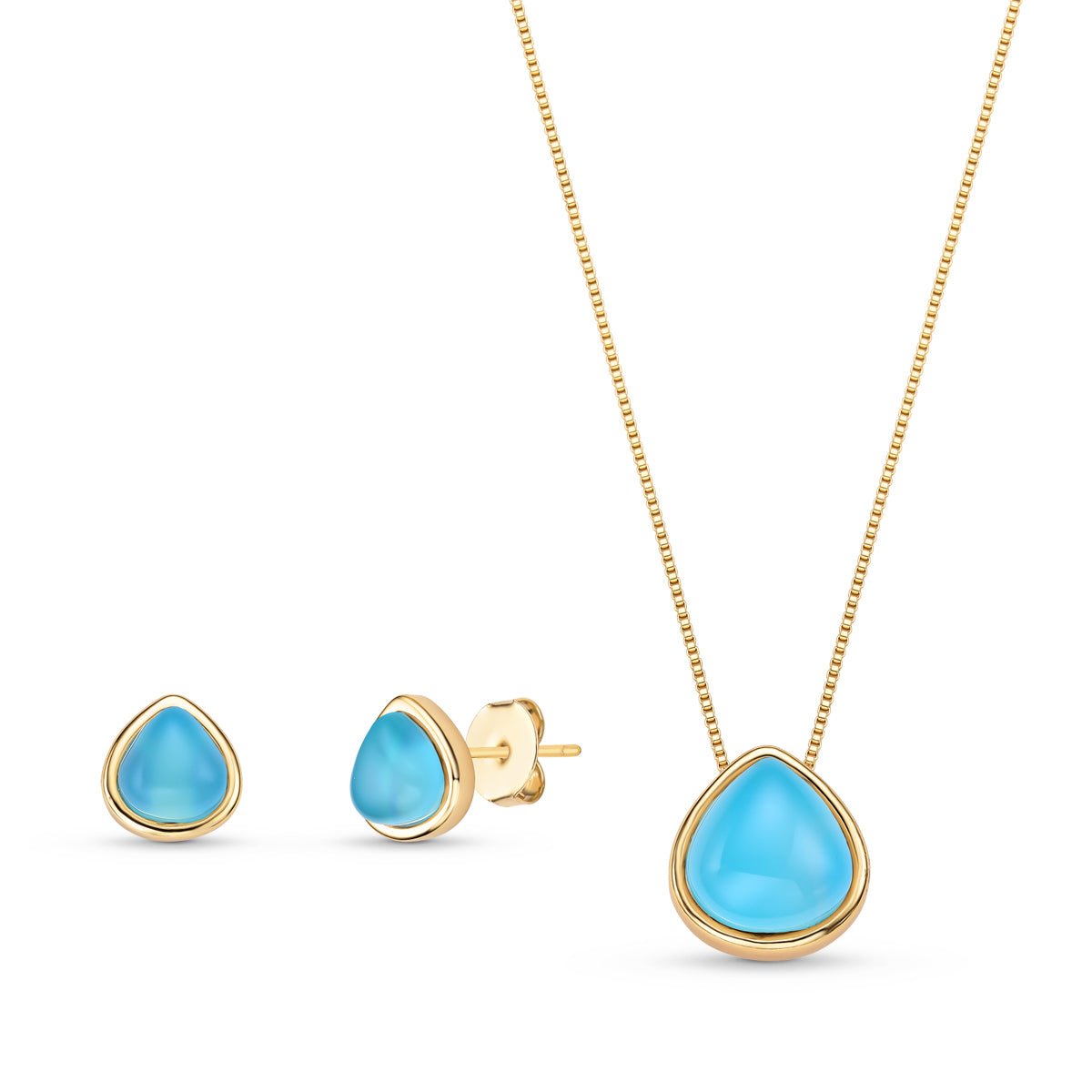 Teardrop Shaped Gold Plated Necklace & Earring Set w/ Natural Gemstones - Brazil GemsBrazil GemsTeardrop Shaped Gold Plated Necklace & Earring Set w/ Natural GemstonesNecklace & Earring Set14GP0424 - 128