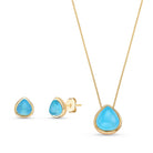 Teardrop Shaped Gold Plated Necklace & Earring Set w/ Natural Gemstones - Brazil GemsBrazil GemsTeardrop Shaped Gold Plated Necklace & Earring Set w/ Natural GemstonesNecklace & Earring Set14GP0424 - 128