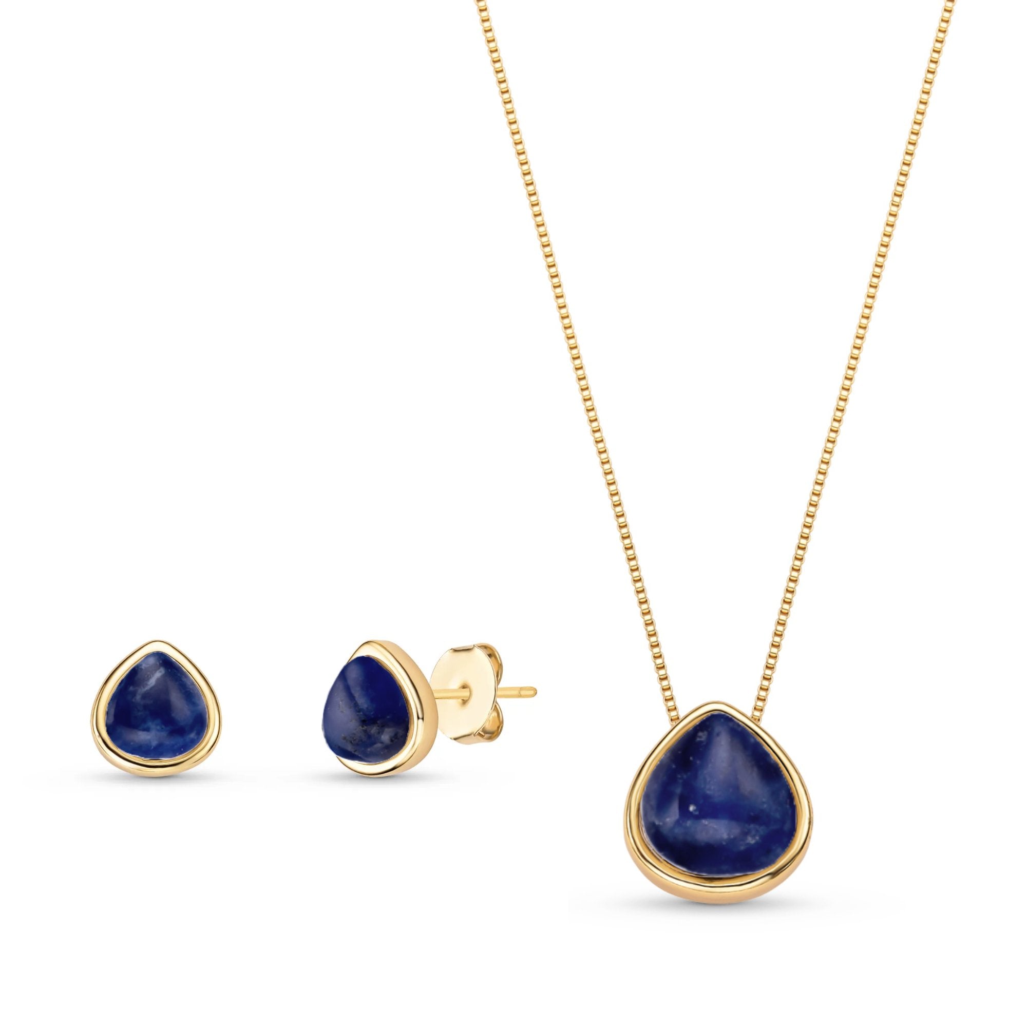 Teardrop Shaped Gold Plated Necklace & Earring Set w/ Natural Gemstones - Brazil GemsBrazil GemsTeardrop Shaped Gold Plated Necklace & Earring Set w/ Natural GemstonesNecklace & Earring Set14GP0424 - 130