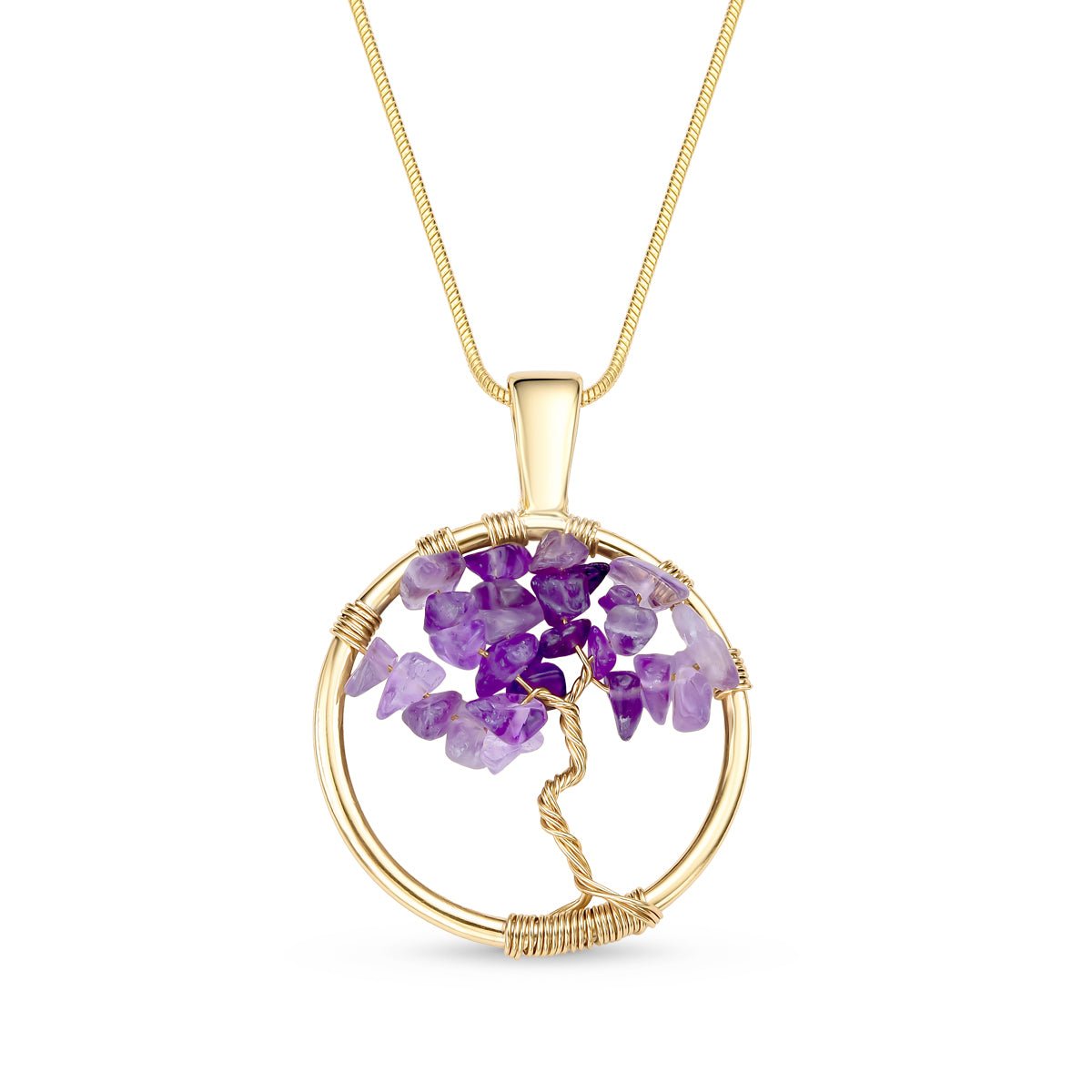 Tree of Life Gemstone Pendant 18K Gold Plated Necklace - Brazil GemsBrazil GemsTree of Life Gemstone Pendant 18K Gold Plated NecklaceNecklace12GP0930 - 103