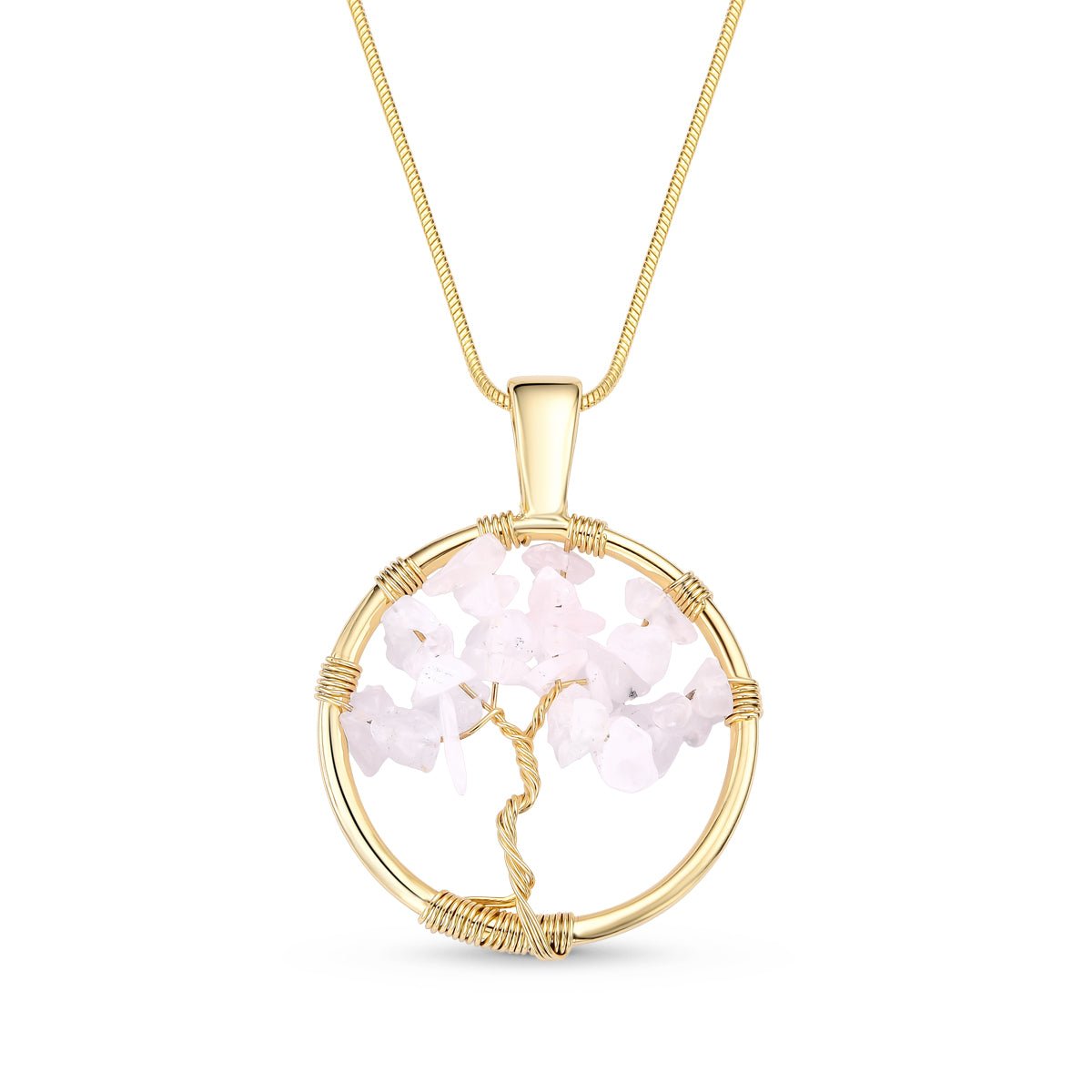 Tree of Life Gemstone Pendant 18K Gold Plated Necklace - Brazil GemsBrazil GemsTree of Life Gemstone Pendant 18K Gold Plated NecklaceNecklace12GP0930 - 123