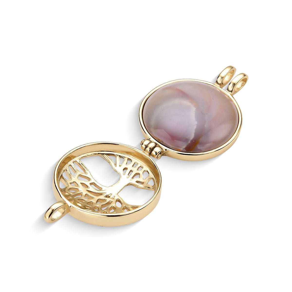 Tree of Life Locket w/ 7 Interchangeable Gemstones 18K Gold Plated Necklace - Brazil GemsBrazil GemsTree of Life Locket w/ 7 Interchangeable Gemstones 18K Gold Plated NecklaceNecklace12GP8089 - 799