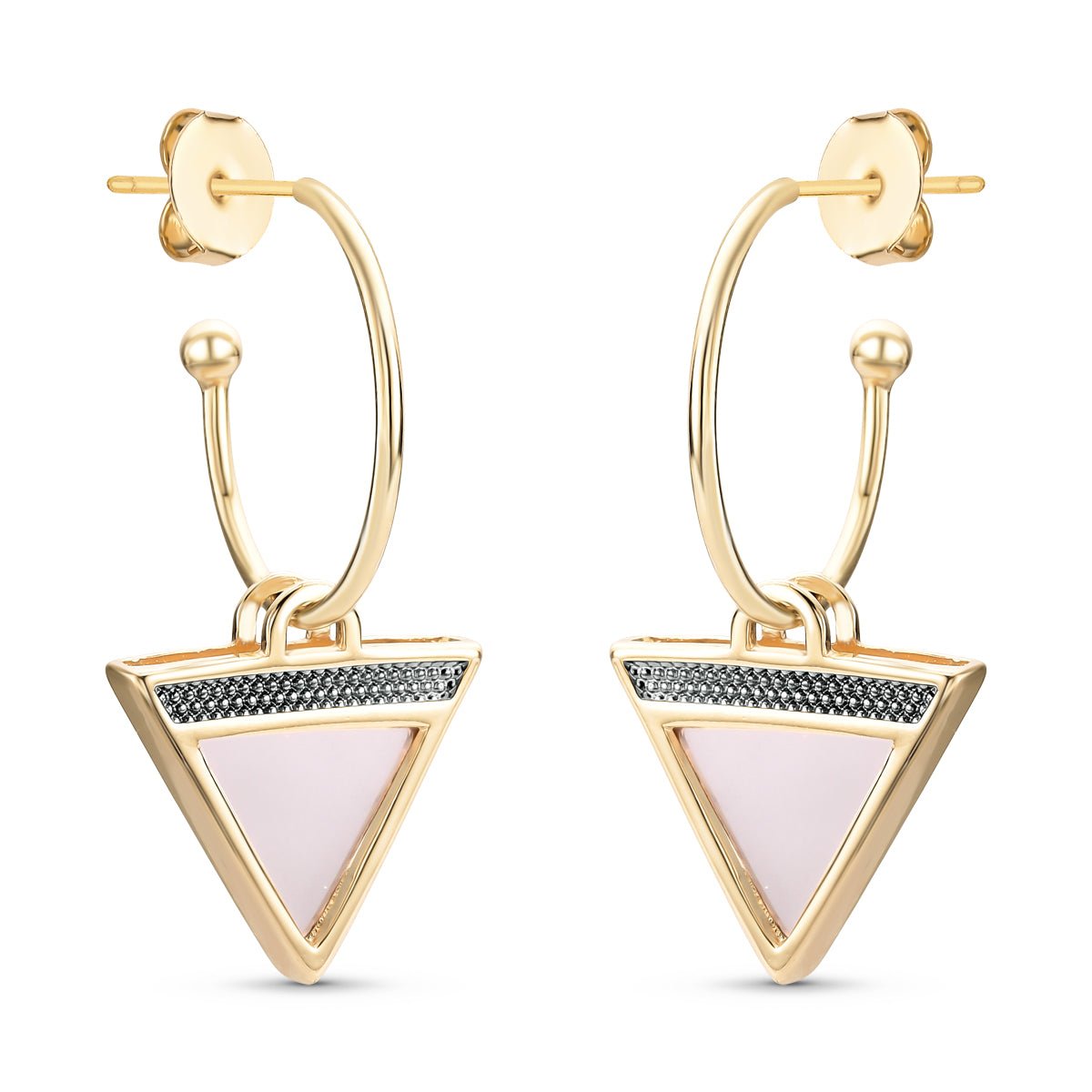 Triangles 18K Gold Plated & Black Rhodium Earrings w/ 4 Interchangeable Gemstone Pairs - Brazil GemsBrazil GemsTriangles 18K Gold Plated & Black Rhodium Earrings w/ 4 Interchangeable Gemstone PairsEarrings11GP9050 - 499