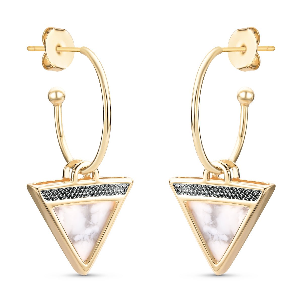 Triangles 18K Gold Plated & Black Rhodium Earrings w/ 4 Interchangeable Gemstone Pairs - Brazil GemsBrazil GemsTriangles 18K Gold Plated & Black Rhodium Earrings w/ 4 Interchangeable Gemstone PairsEarrings11GP9050 - 499