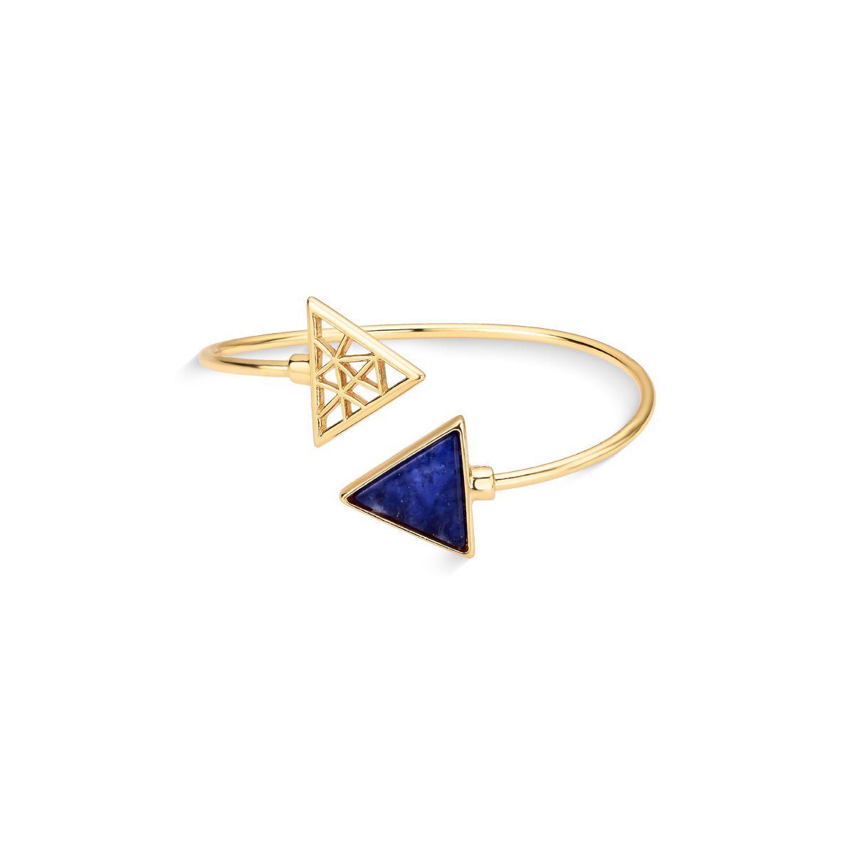 Triangles Gold Plated Cuff Bracelet w/ Natural Gemstones - Brazil GemsBrazil GemsTriangles Gold Plated Cuff Bracelet w/ Natural GemstonesBracelet10GP6102 - 130