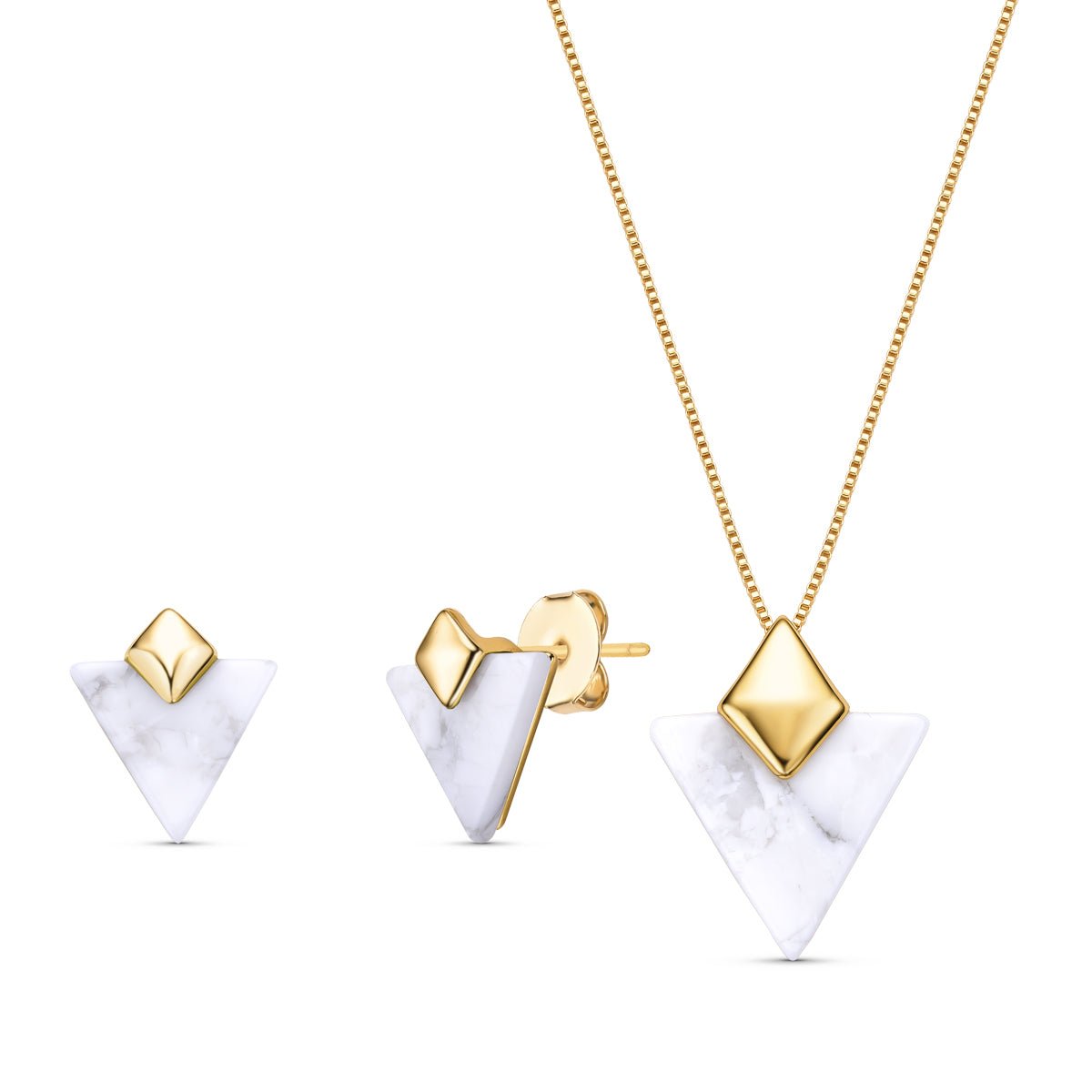 Triangles Gold Plated Necklace & Earring Set w/ Natural Gemstones - Brazil GemsBrazil GemsTriangles Gold Plated Necklace & Earring Set w/ Natural GemstonesNecklace & Earring Set14GP9576 - 114