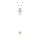 Triangular Plate Gemstone with Gold Design 18K Gold Plated Lariat Necklace - Brazil GemsBrazil GemsTriangular Plate Gemstone with Gold Design 18K Gold Plated Lariat NecklaceNecklace12GP6108 - 112