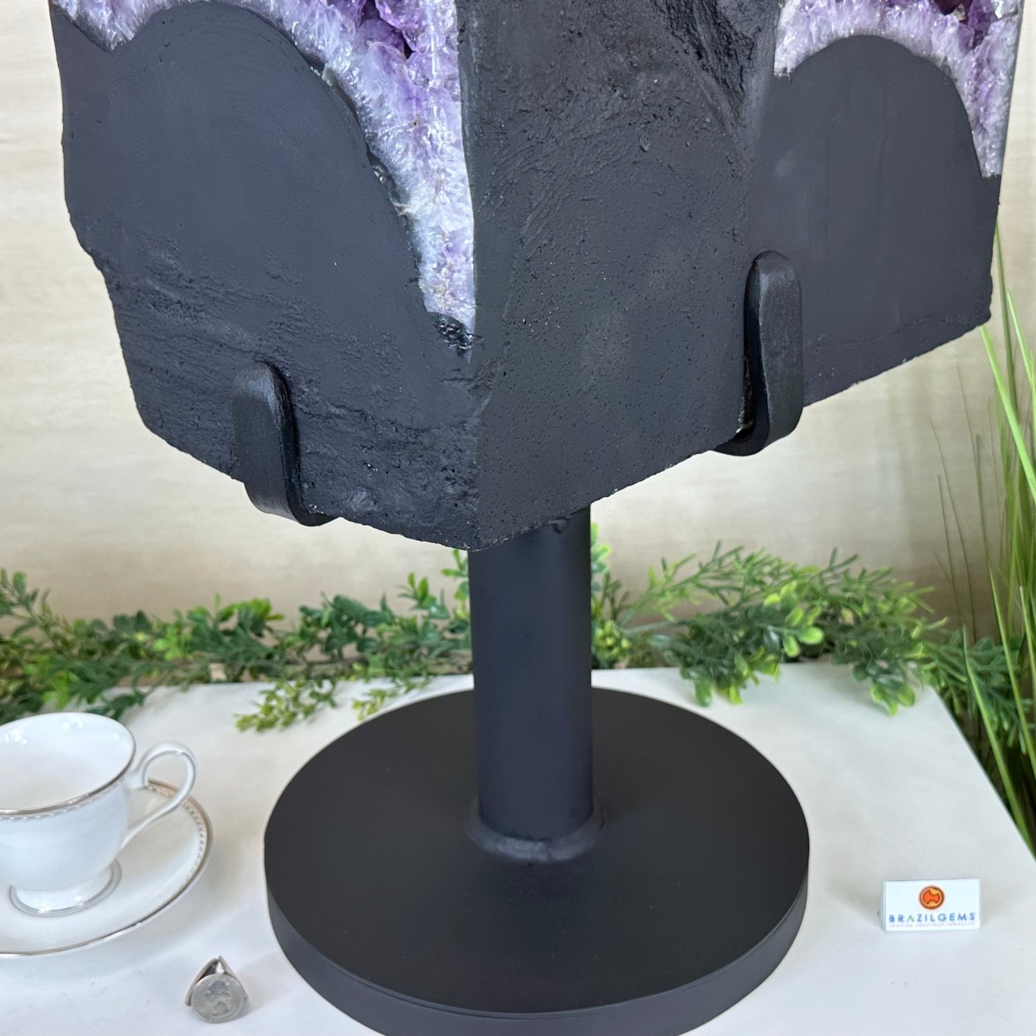 Unique Amethyst Cluster of 4 Cathedrals on a Rotating Stand, 125.7 lbs & 29.8" Tall #5492 - 0036 - Brazil GemsBrazil GemsUnique Amethyst Cluster of 4 Cathedrals on a Rotating Stand, 125.7 lbs & 29.8" Tall #5492 - 0036Clusters on Rotating Bases5492 - 0036