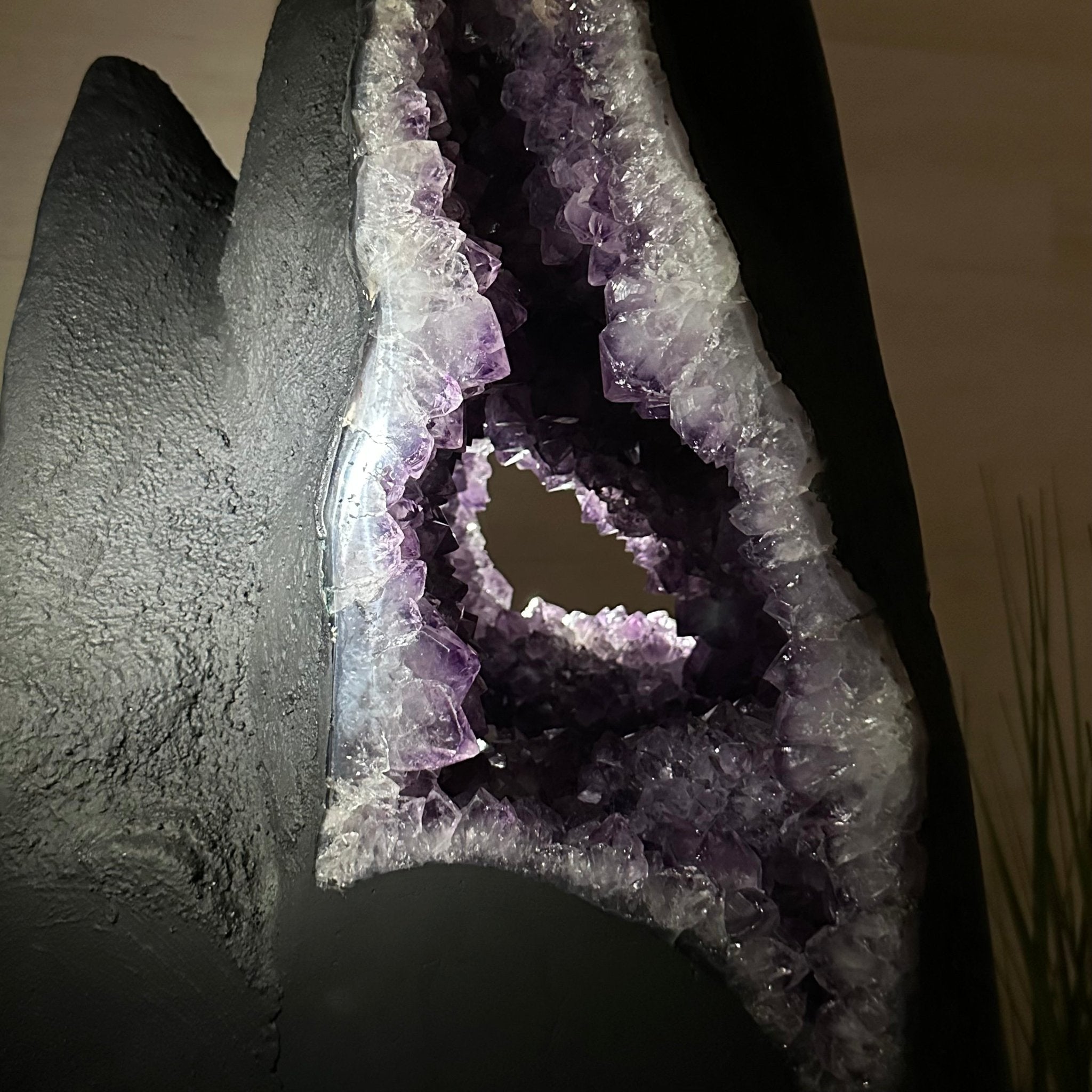 Unique Amethyst Cluster of 4 Cathedrals on a Rotating Stand, 125.7 lbs & 29.8" Tall #5492 - 0036 - Brazil GemsBrazil GemsUnique Amethyst Cluster of 4 Cathedrals on a Rotating Stand, 125.7 lbs & 29.8" Tall #5492 - 0036Clusters on Rotating Bases5492 - 0036