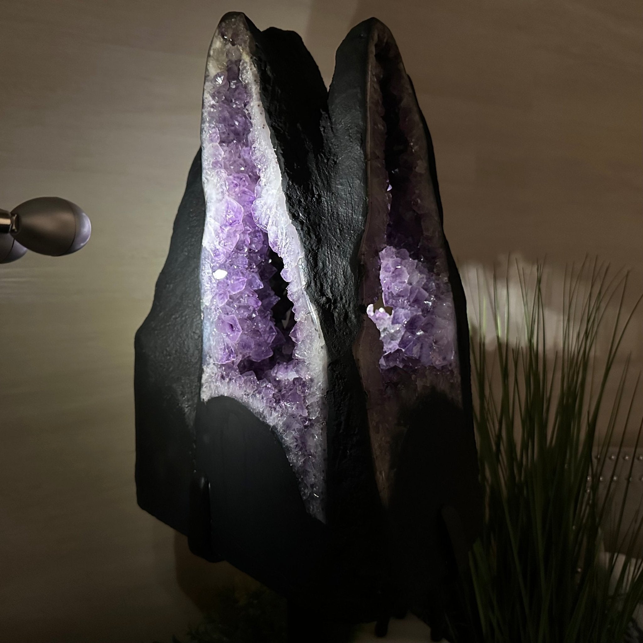 Unique Amethyst Cluster of 4 Cathedrals on a Rotating Stand, 125.7 lbs & 29.8" Tall #5492 - 0036 - Brazil GemsBrazil GemsUnique Amethyst Cluster of 4 Cathedrals on a Rotating Stand, 125.7 lbs & 29.8" Tall #5492 - 0036Clusters on Rotating Bases5492 - 0036