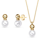 White Shell Pearl Gold Plated Necklace & Earring Set - Brazil GemsBrazil GemsWhite Shell Pearl Gold Plated Necklace & Earring SetNecklace & Earring Set14GP0882 - 133