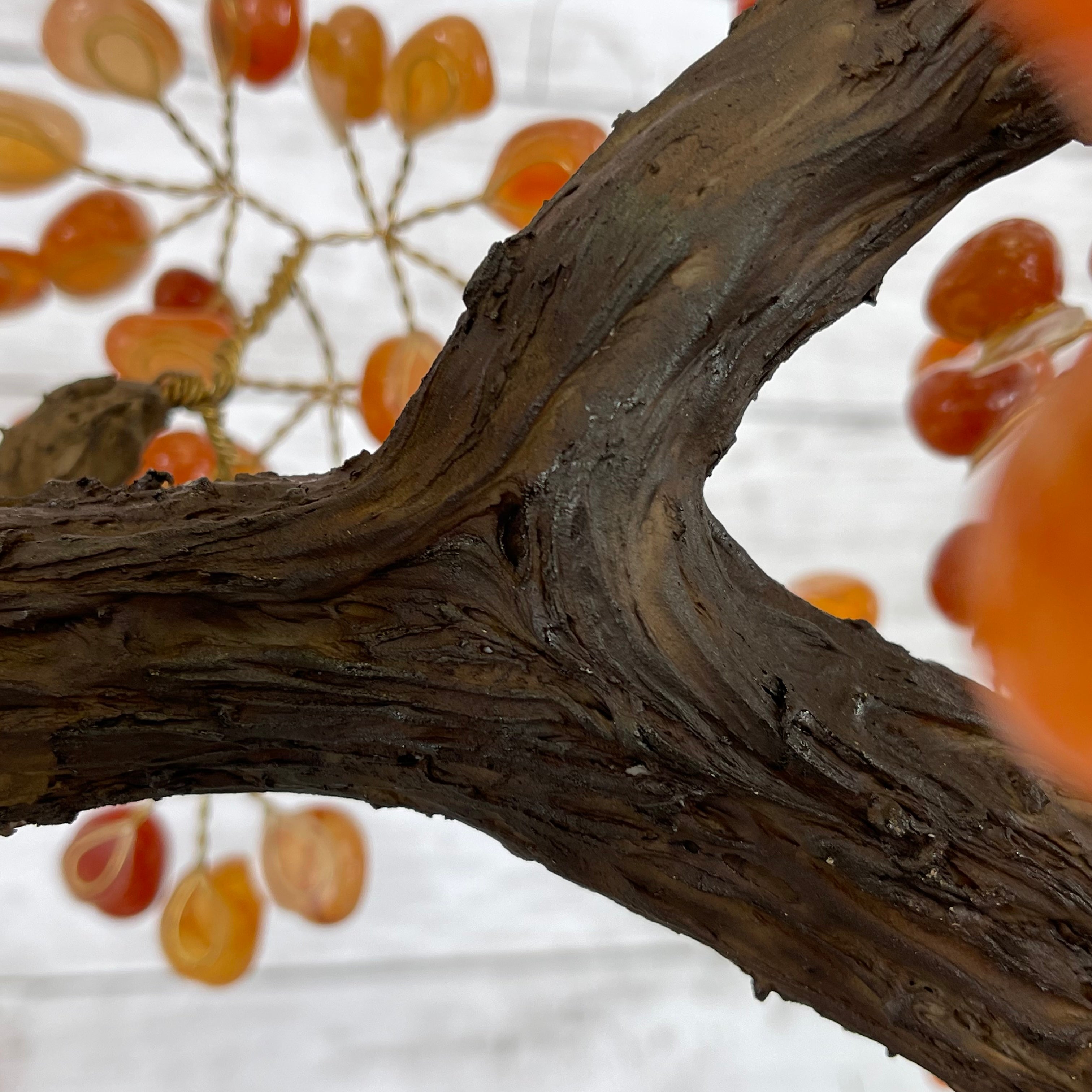Branch of the Carnelian Gemstone Tree with orange and brown gemstones