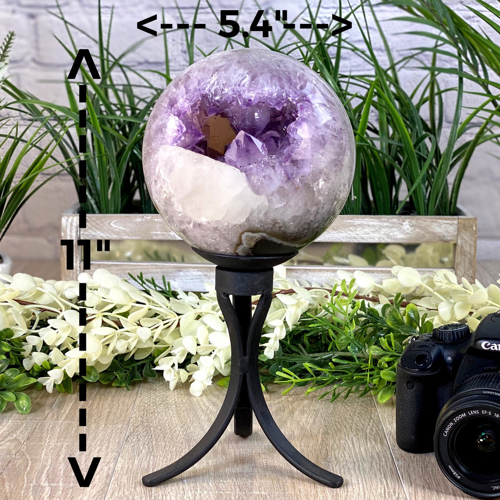 Amethyst Sphere on Spinning Base, 5.4" diameter and 11" tall (5607-0018) by Brazil Gems