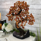 Bonsai-styled Carnelian Gemstone Tree with orange gemstones
