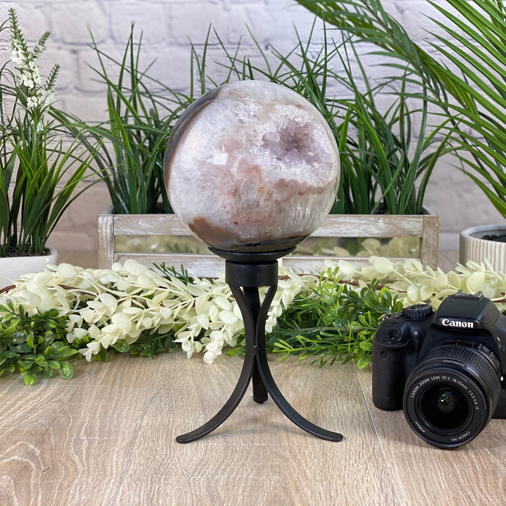Amethyst Sphere on Spinning Base, 5.4" diameter and 10.9" tall (5607-0015) by Brazil Gems