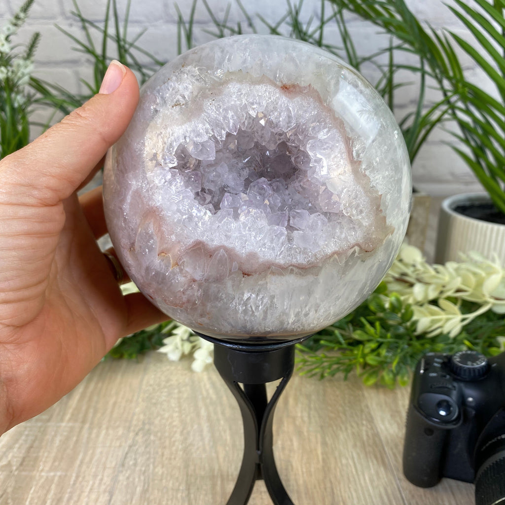 Amethyst Sphere on Spinning Base, 5.4" diameter and 10.9" tall (5607-0015) by Brazil Gems