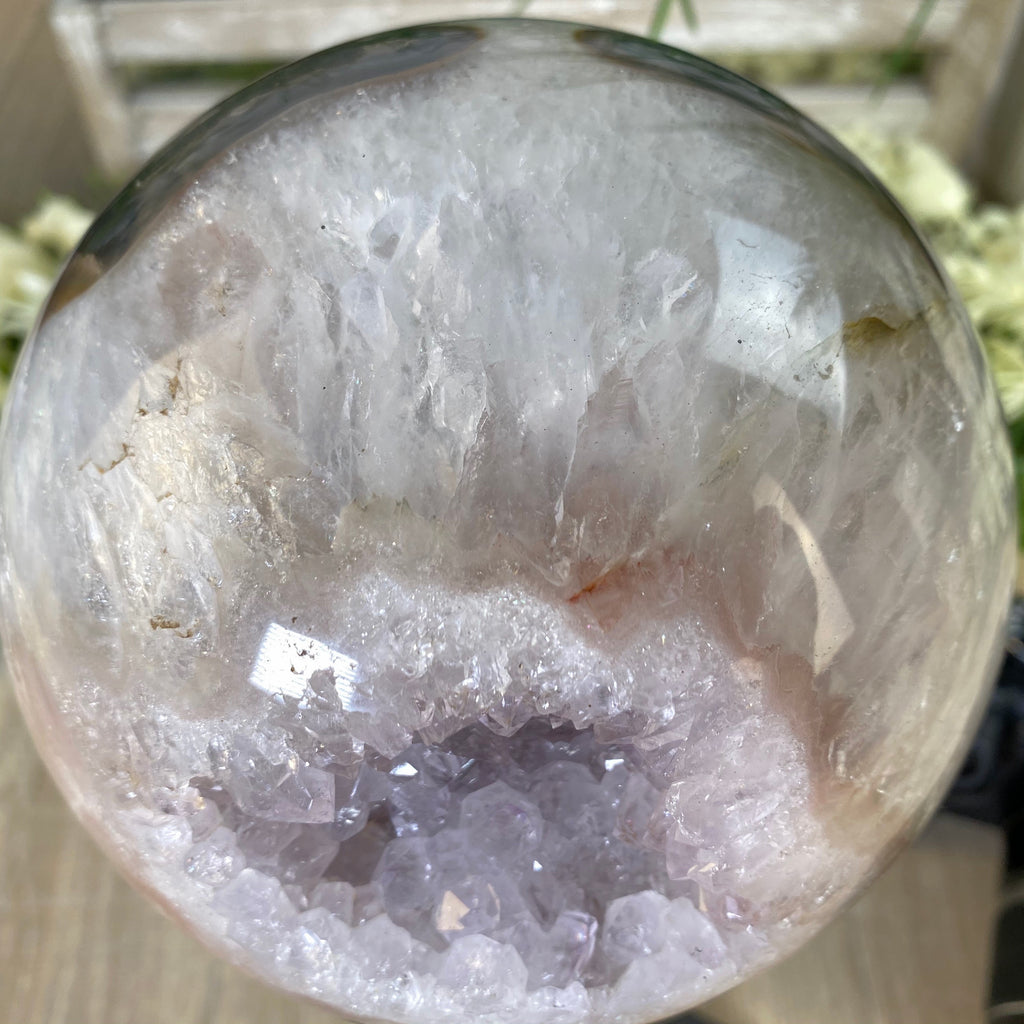 Amethyst Sphere on Spinning Base, 5.4" diameter and 10.9" tall (5607-0015) by Brazil Gems