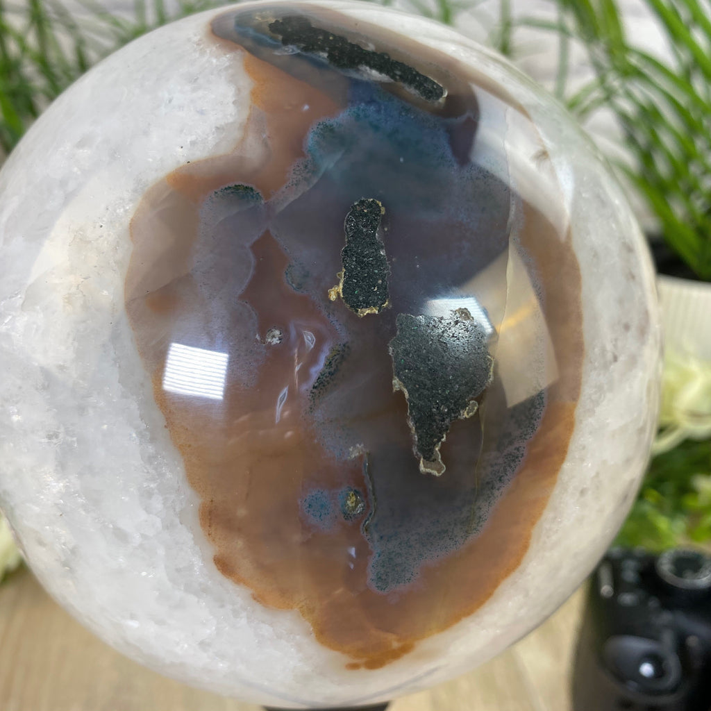 Amethyst Sphere on Spinning Base, 5.4" diameter and 10.9" tall (5607-0015) by Brazil Gems