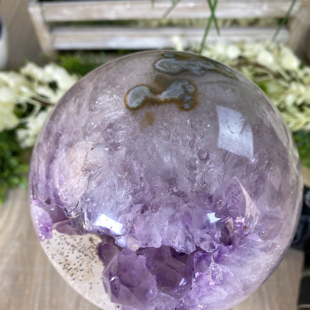 Amethyst Sphere on Spinning Base, 5.4" diameter and 11" tall (5607-0018) by Brazil Gems