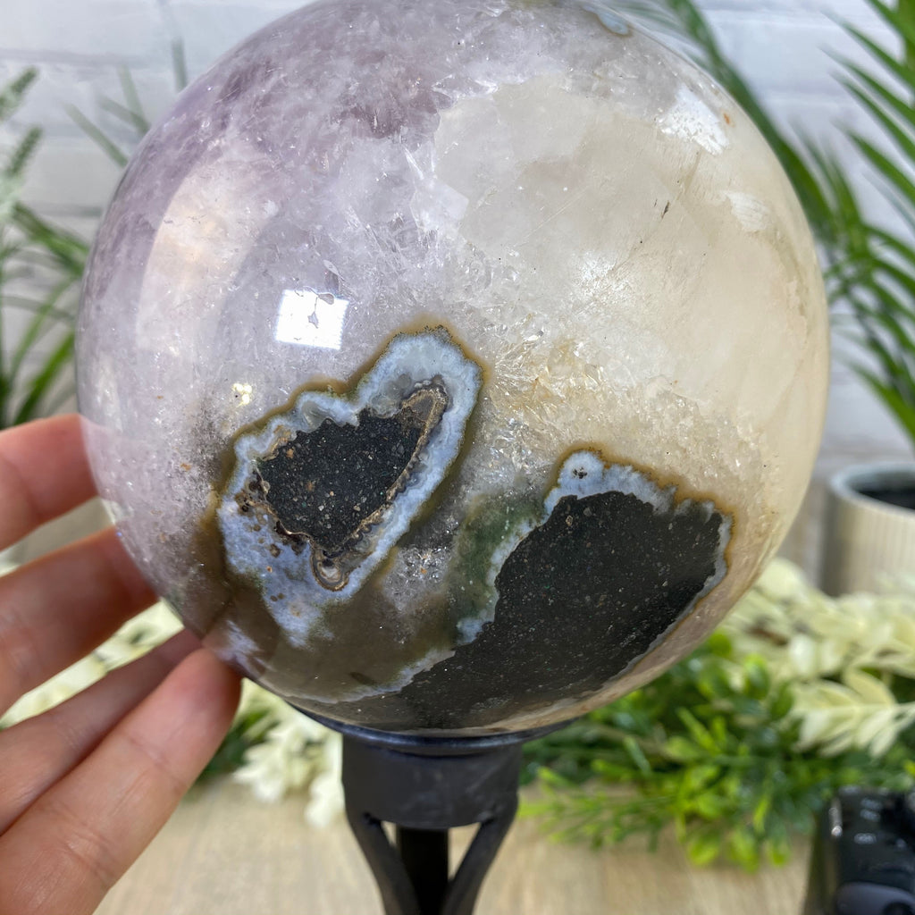 Amethyst Sphere on Spinning Base, 5.4" diameter and 11" tall (5607-0018) by Brazil Gems
