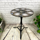 Handmade Natural Agate Round Table, black metal base, 22" diameter, 26" tall (1002-0004)