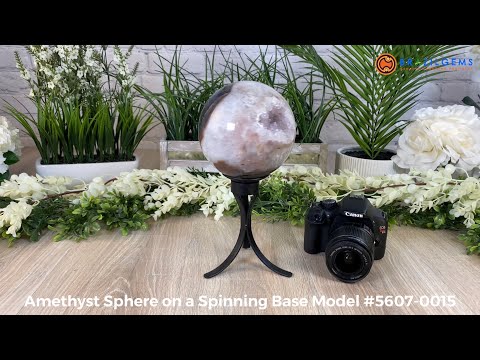 Amethyst Sphere on Spinning Base, 5.4" diameter and 10.9" tall (5607-0015) by Brazil Gems