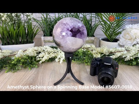 Amethyst Sphere on Spinning Base, 5.4" diameter and 11" tall (5607-0018) by Brazil Gems