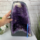 Extra Quality Brazilian Amethyst Cathedral, 14.6” tall & 43.1 lbs with a pen in front of it for scale 
